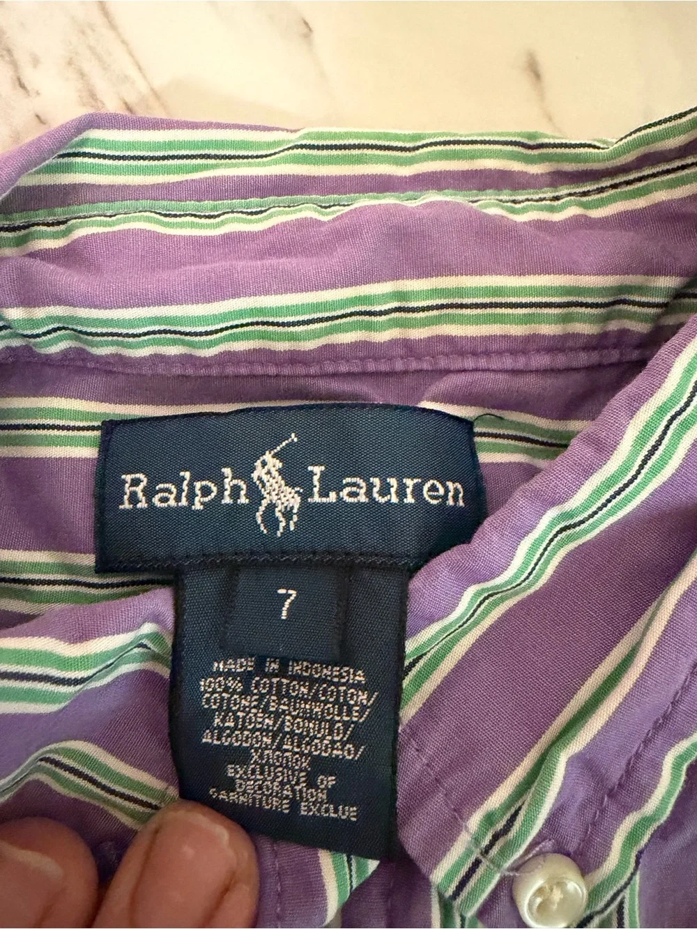 Boys Ralph Lauren Purple, Green & White Striped Button-Down Shirt
